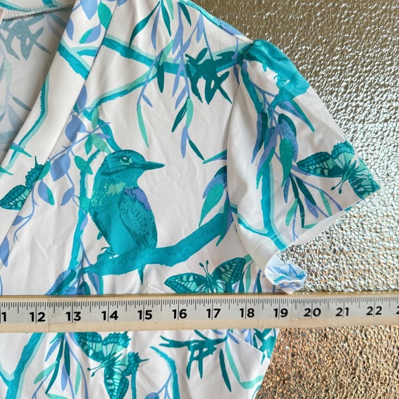 Jude Connally Ginger Dress Womens Sz M Blue White Ruffled Summer Casual Novelty - Picture 5 of 10